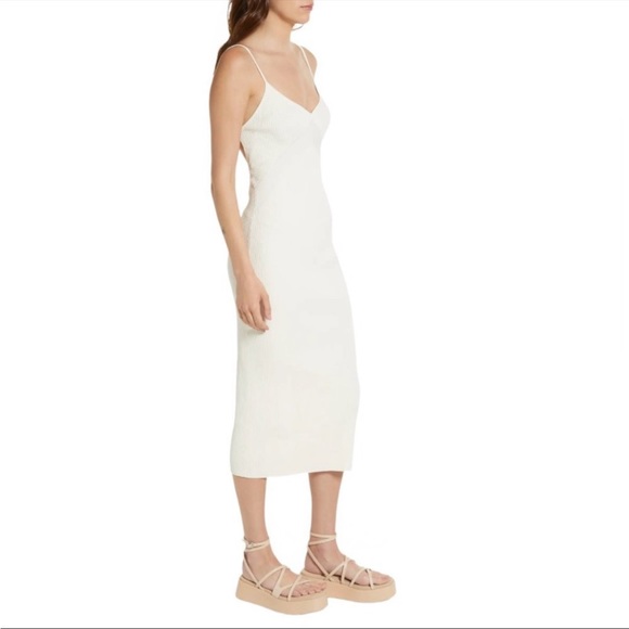 NEW RAG & BONE Asher Ribbed Midi Dress in Ivory size large - Picture 5 of 11